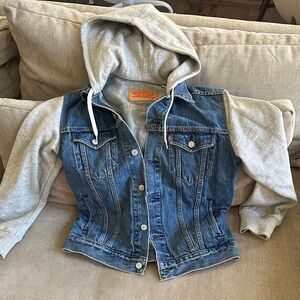 Levi's Denim Jacket with Gray Hoodie Sleeves
